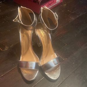 Glaze - Silver & clear chunky heel sandal. Brand new never worn.